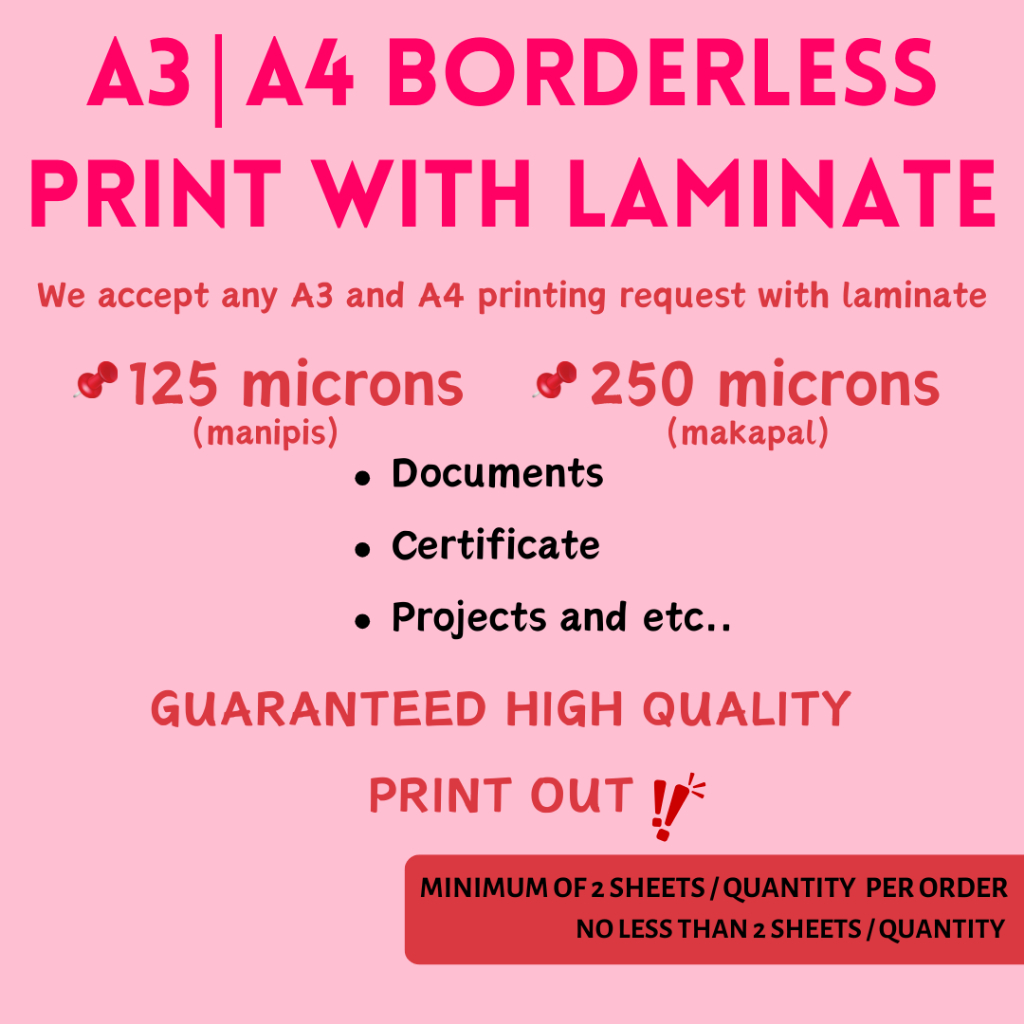 A3 BORDERLESS | A4 PRINT WITH LAMINATE! GUARANTEED HIGH QUALITY PRINT ...