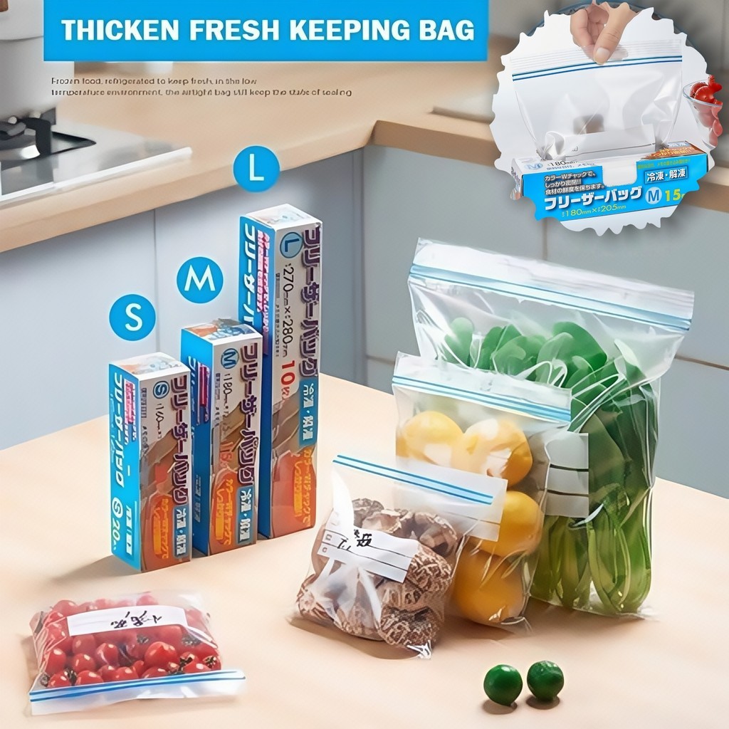 Fresh Keeping Bags with Zipper Reusable Food Storage Container Kitchen ...