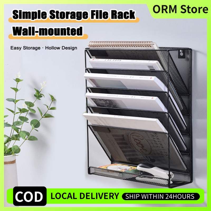 6 Slot Wall Hanging or Stand File Organizer File Holder Desk Organizer ...