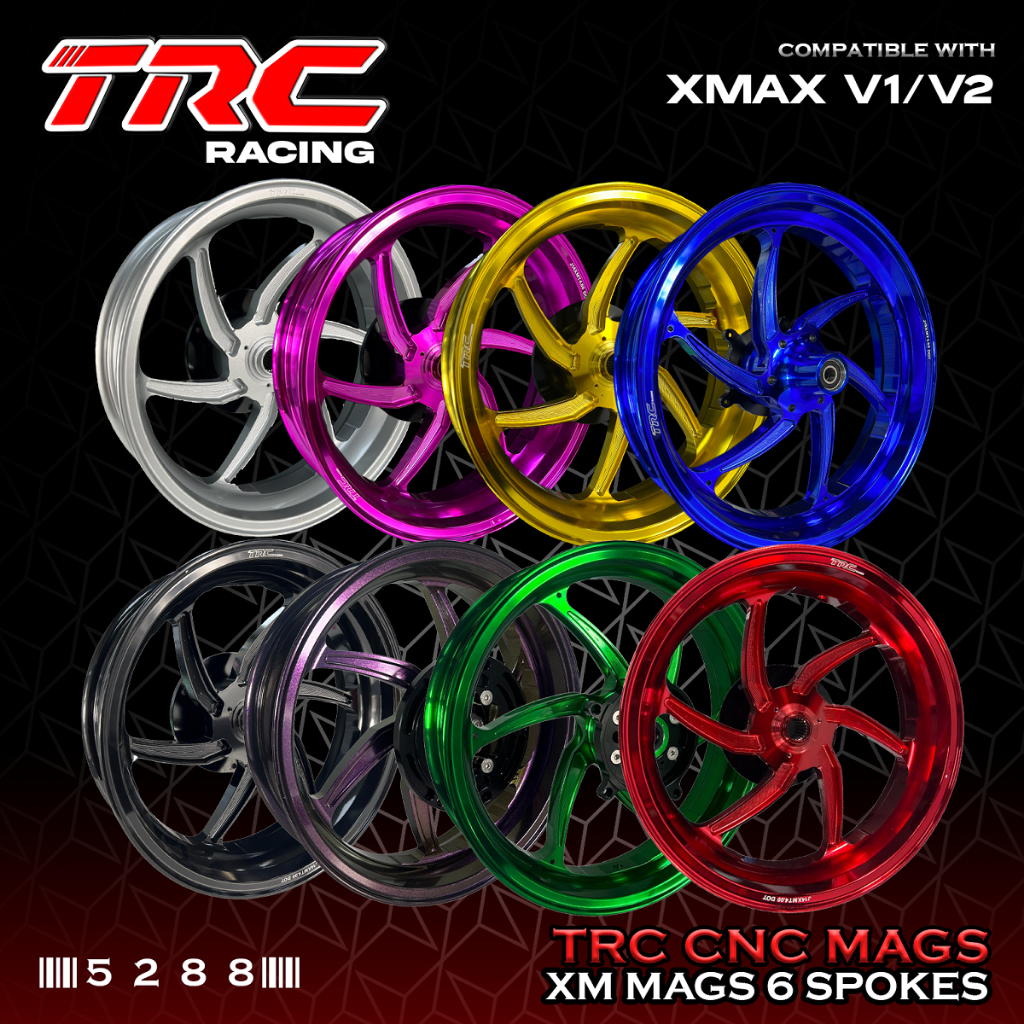 TRC CNC RAIZEN 6 SPOKES MAG WHEELS (3.5*15 F x 4.0*14 R) for XMAX 300 ...