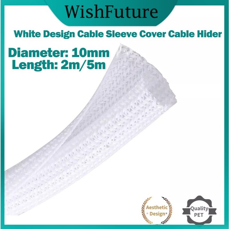 New White Design Cable Sleeve Cover Split Cord Protector for Home ...