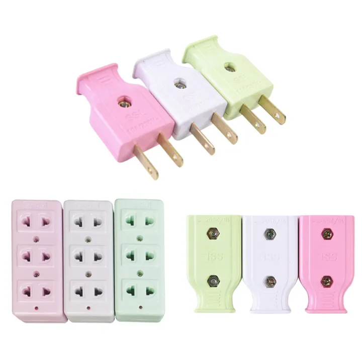 2 Flat Pin Pure Copper AC Electric Power Male Plug Female Socket Outlet ...