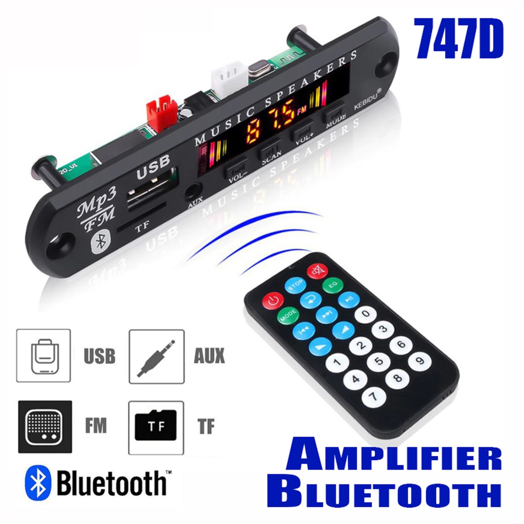 Amplifier Bluetooth 5.0 MP3 3.7V-18V 50W Mini Decoder Board Handsfree ...