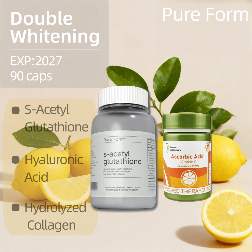 【Double Whitening】PURE FORM S-Acetyl Glutathione Skin Whitening 700mg ...