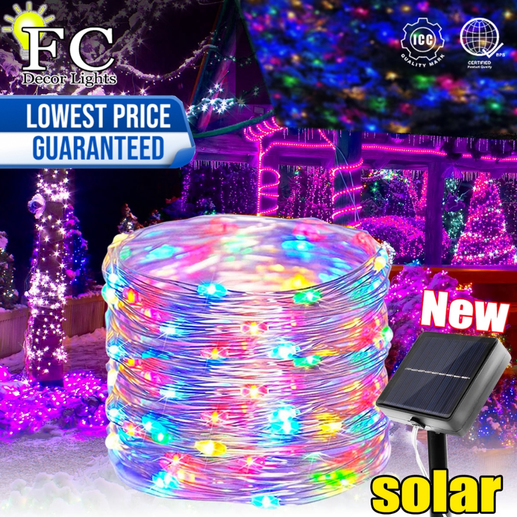 42M/7M Solar Lights Waterproof Christmas LED Fairy String Light 8 Modes ...