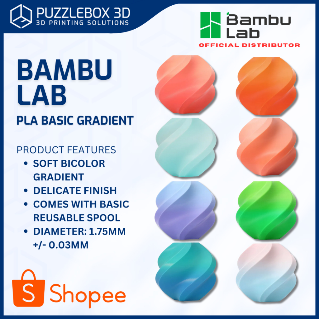 Bambu Lab PLA Basic Gradient 3D Printing Filament Soft Bicolor Gradient ...