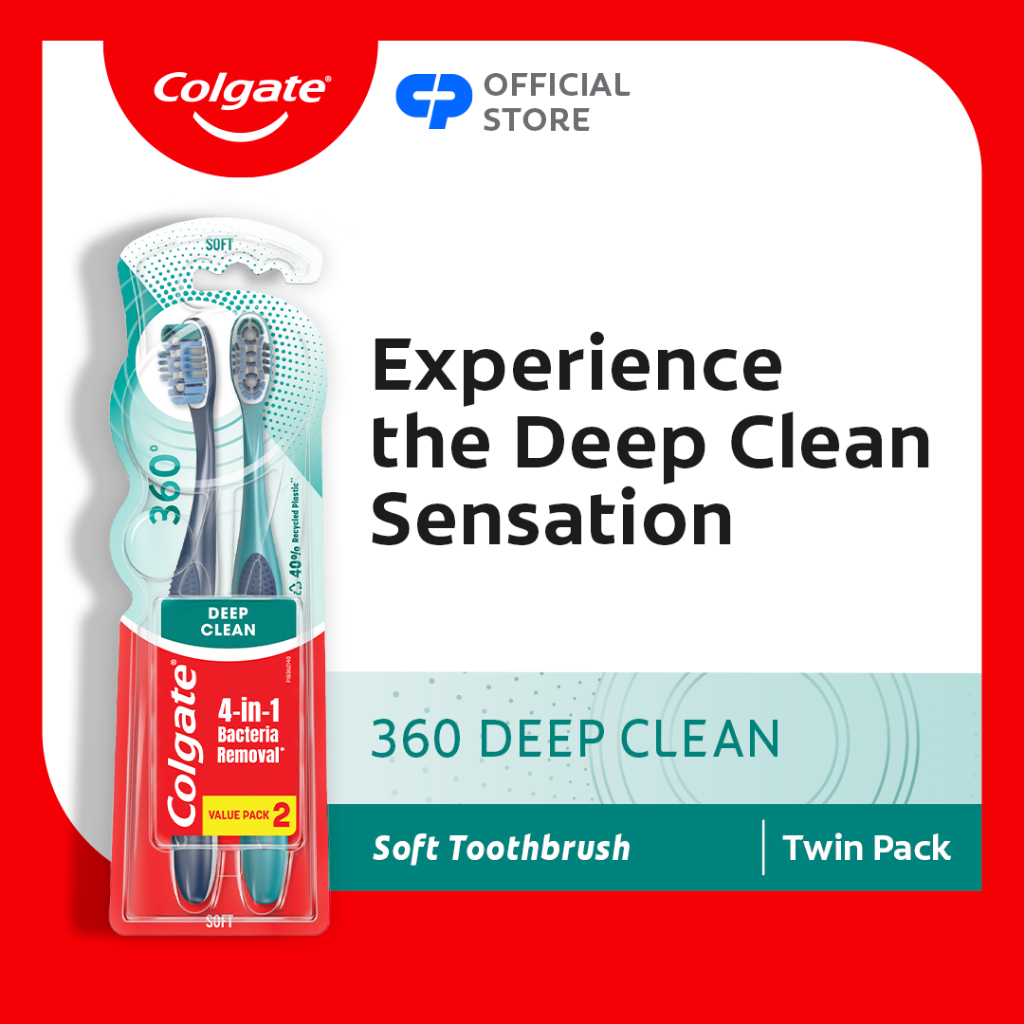 Colgate 360° Toothbrush with Polishing Cups Whole Mouth Clean, Soft ...
