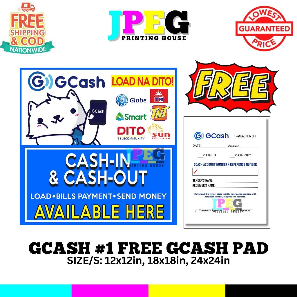 GCASH #1 FREE GCASH PAD Cash in cash out Affordable High Quality