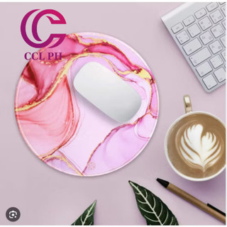 Rose Gold Floral Mouse Pad - Round Desk Mat With Non-Slip Base For Office & Gaming