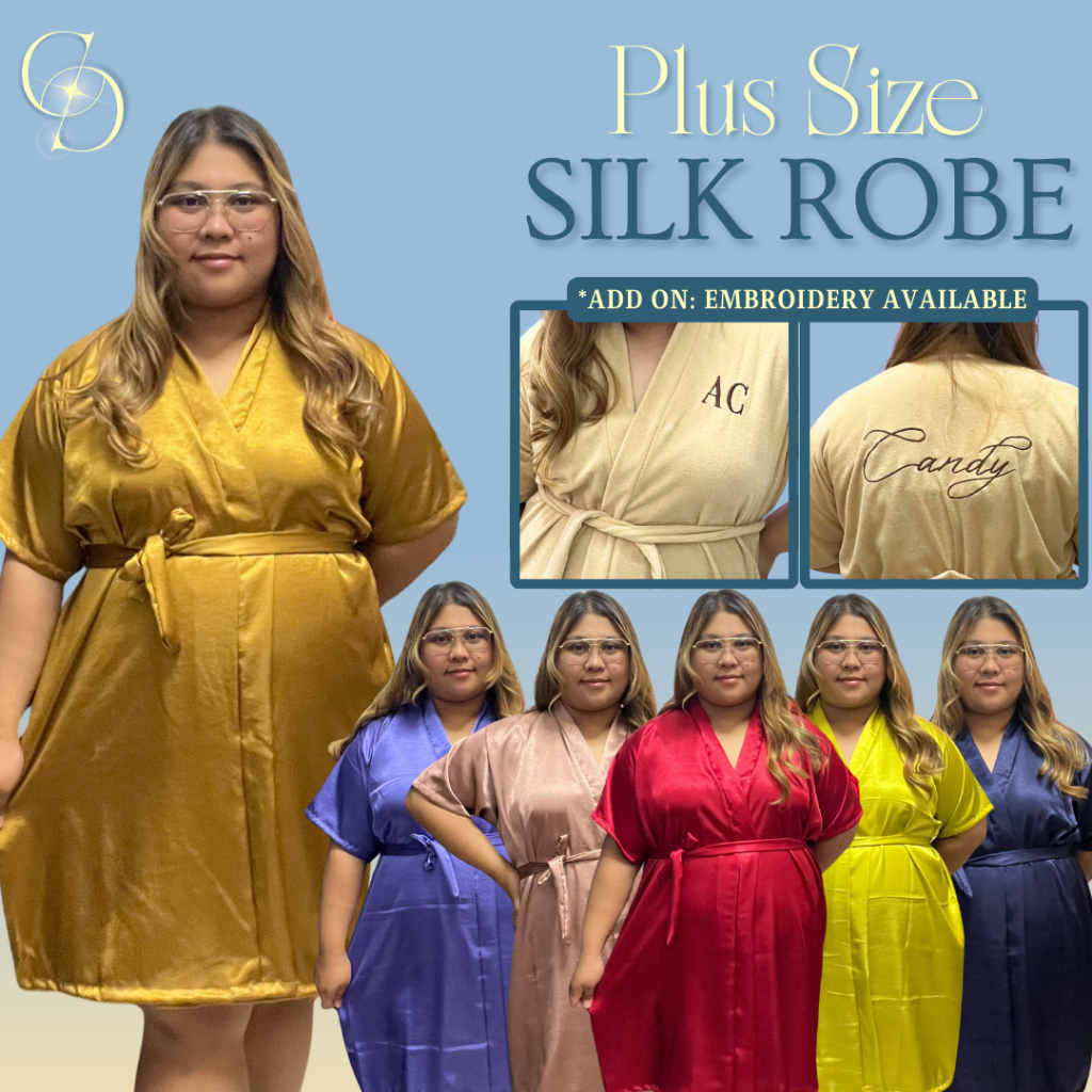 Silk Robe Sleepwear Satin Bridal / Entourage Robe with Embroidery for ...