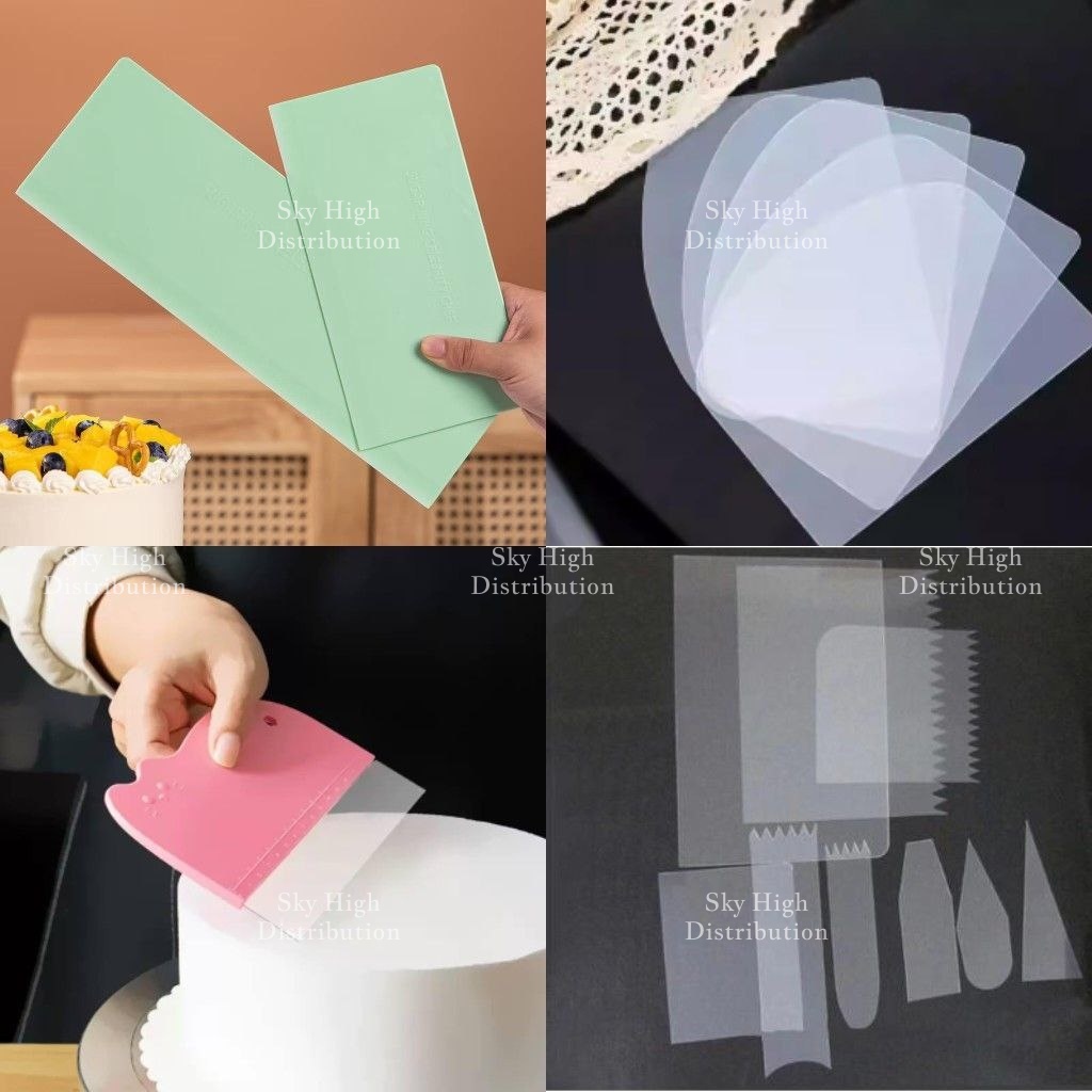 Transparent Plastic Cream Scrapers Pastry Cake Decor Soft Icing Scraper ...