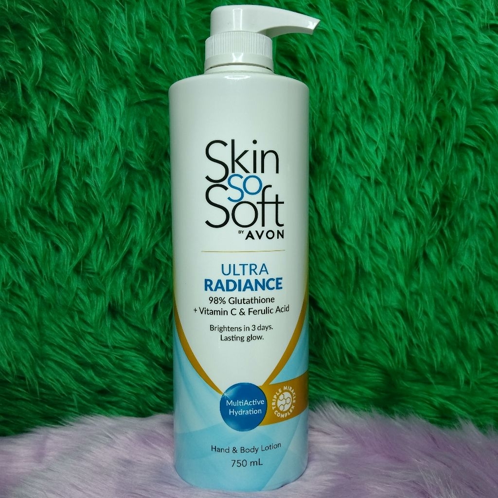 AVON SKIN SO SOFT ULTRA RADIANCE WITH 4X GLUTATHIONE HAND & BODY LOTION  750ML | Shopee Philippines