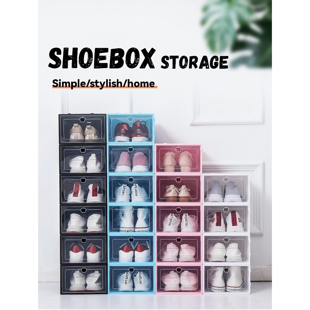 Shoe Storage Box with Durable PP Material and Flip Cover Access Various ...