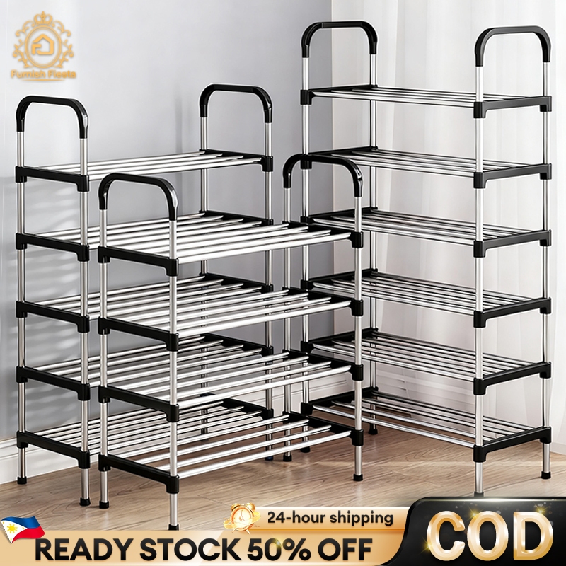 Simple Shoe Rack Stainless Steel Stackable Shoes Multi-layer Organizer ...