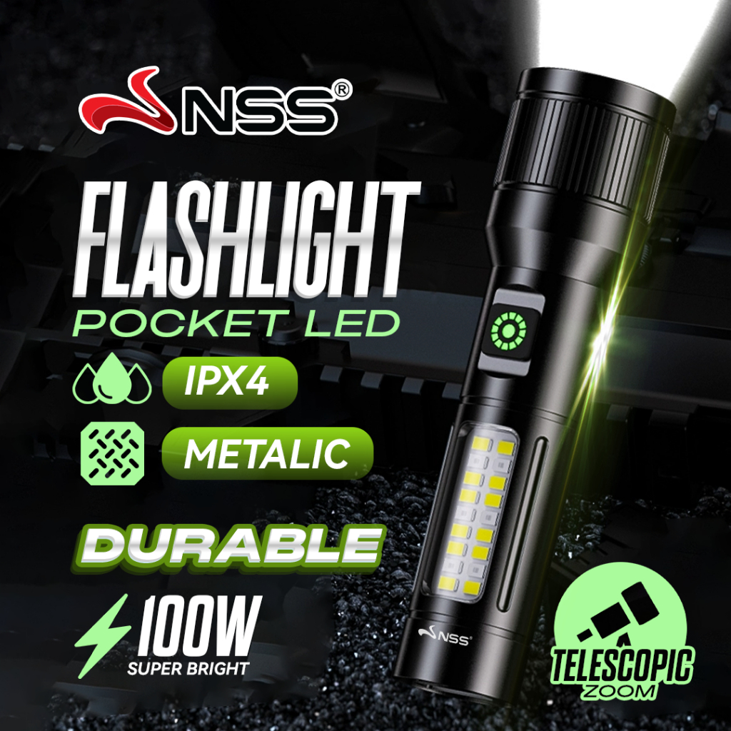 NSS High Brightness Flashlight Rechargeable Waterproof Outdoor Super ...