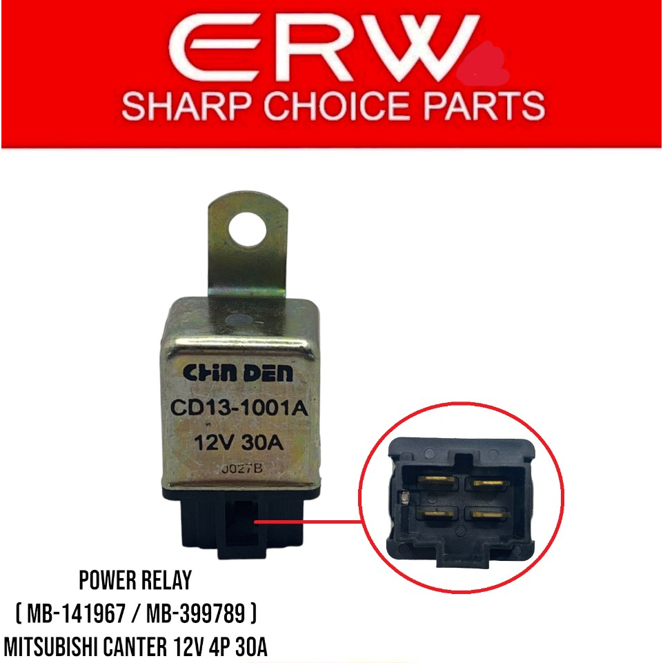 POWER RELAY for MITSUBISHI CANTER 12V 4P 30A Replacement part no. (MB ...