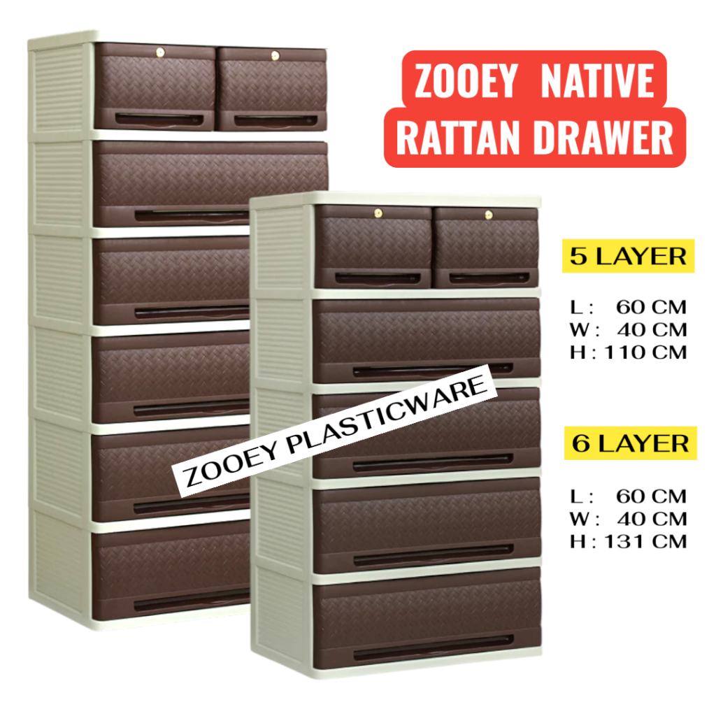5 LAYER & 6 LAYER ZOOEY NATIVE RATTAN DRAWER/CABINET (RANDOM COLOR ...