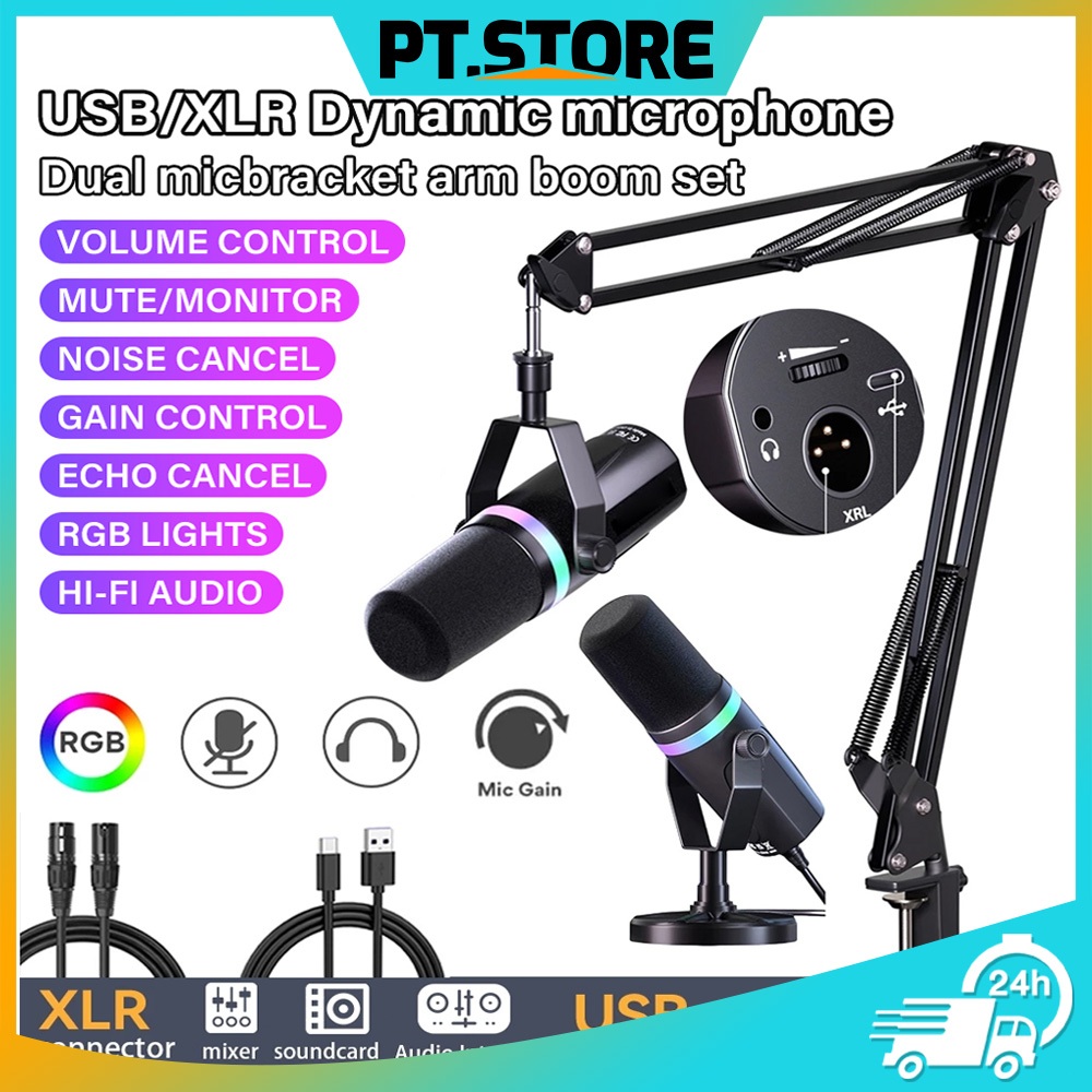 USB Condenser Mic Dynamic Microphone Podcast Microphone Gaming Mic RGB ...