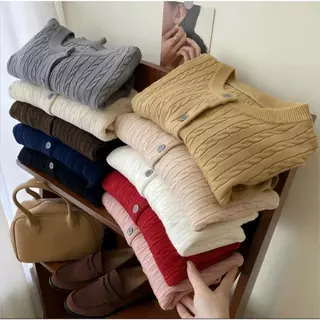 FSLE V-neck Knitted Sweater for Women Autumn Winter Vintage Embroidered Twisted Flower Knitted Sweater Top for Women main image 1