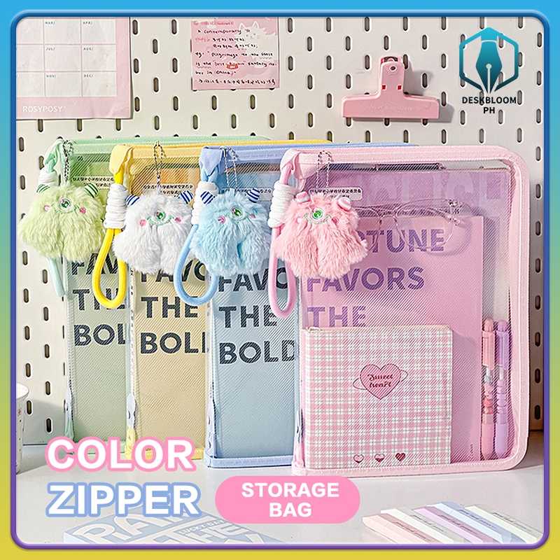 A4 file bag zipper transparent handbag student information storage bag ...