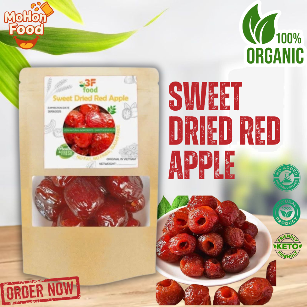 3F FOOD SWEET DRIED RED APPLE - Healthy Snack No Sugar No Oil Natural ...