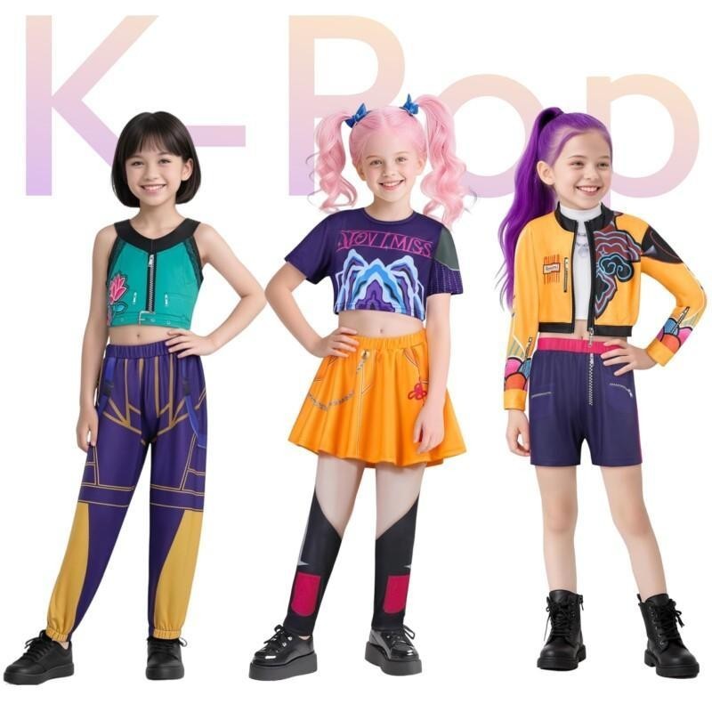 Anime KPop Demon Hunters Rumi Zoey Cosplay Costume Mira Uniform Huntrix ...