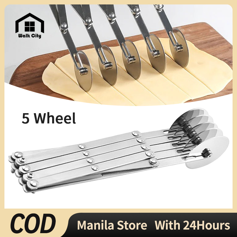 5 Wheel Stainless Pizza Slicer Durable Pastry Cutter Multi-Round Pastry ...