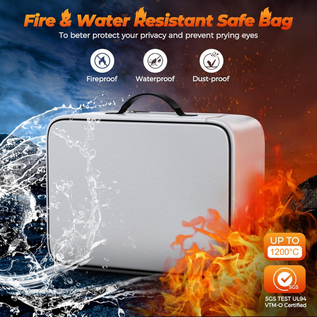 Fireproof Document Bag Waterproof Storage Bag Envelope File Money ...