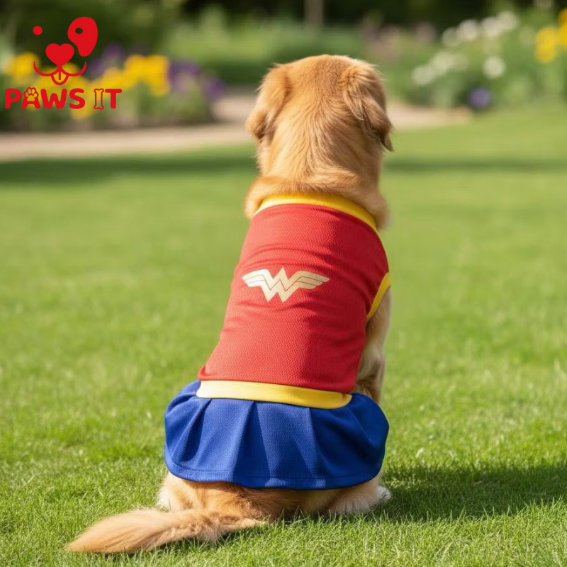 Paws it Dog Cat Clothes Dress Wonderwoman Dog Dress Pet Shirts Dog ...