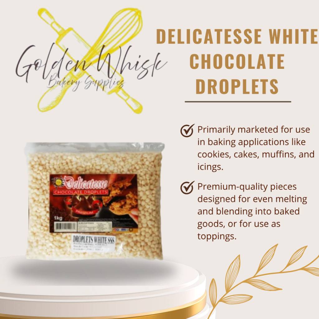 DELICATESSE WHITE CHOCOLATED DROPLETS 1KG | Shopee Philippines