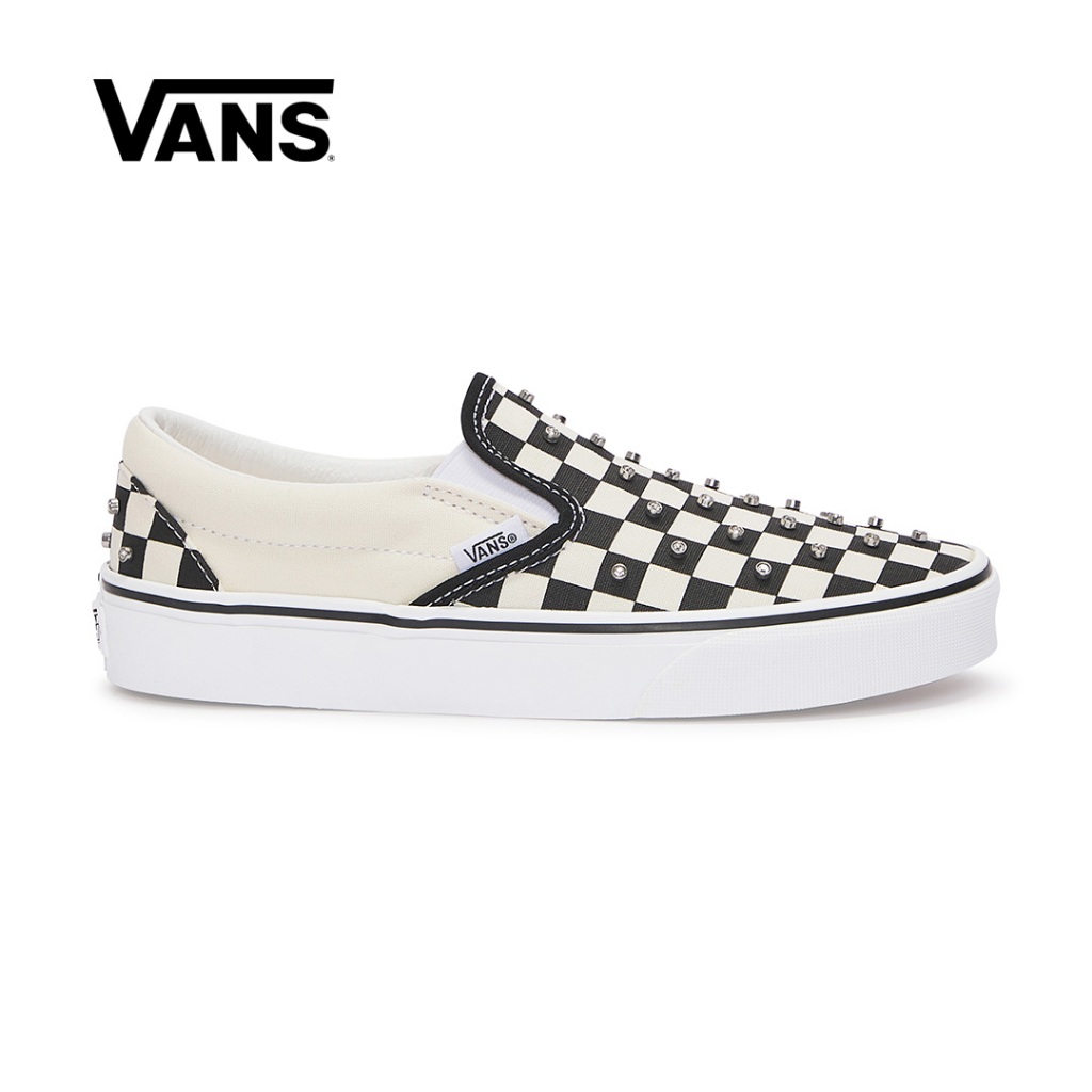Vans Classic Slip-On Checkerboard Rhinestone Black For Womens | Shopee ...