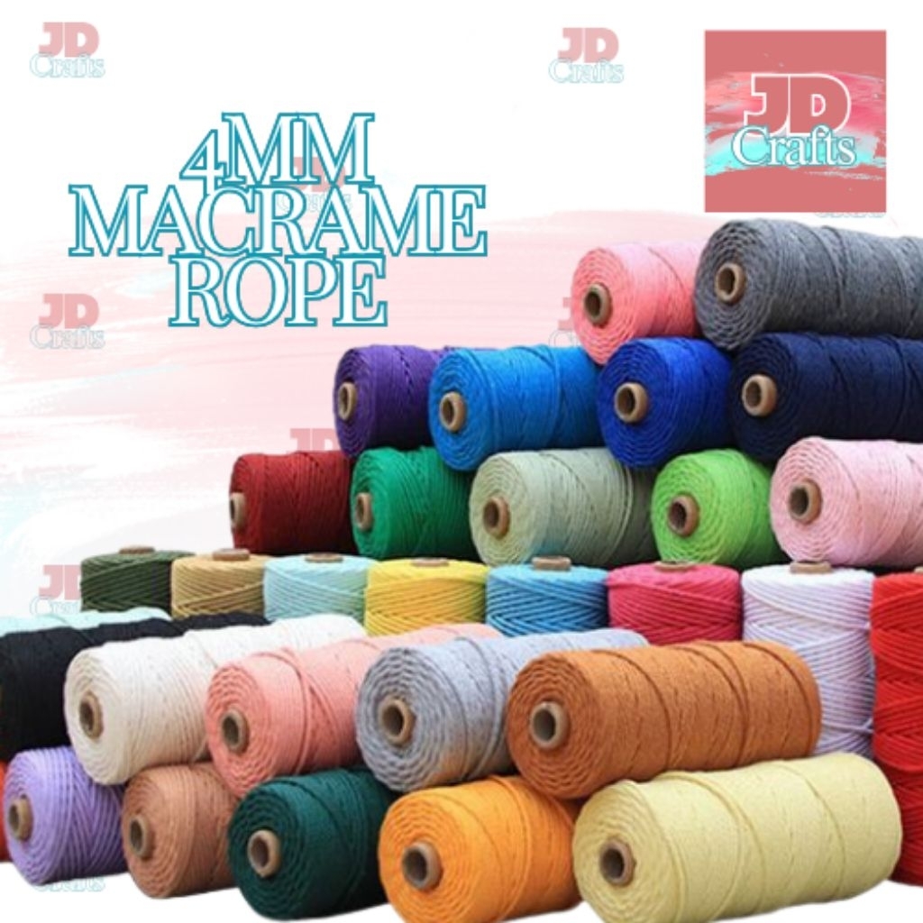 4MM x 100M Macrame Cord / Rope Twisted 4-Ply | 100% Cotton Rope ...