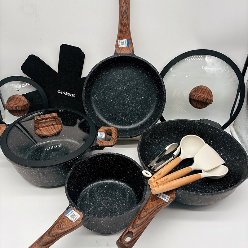 Gaoboos High Quality 14Pcs Non Stick Cookware Set Induction Ceramic Pan ...