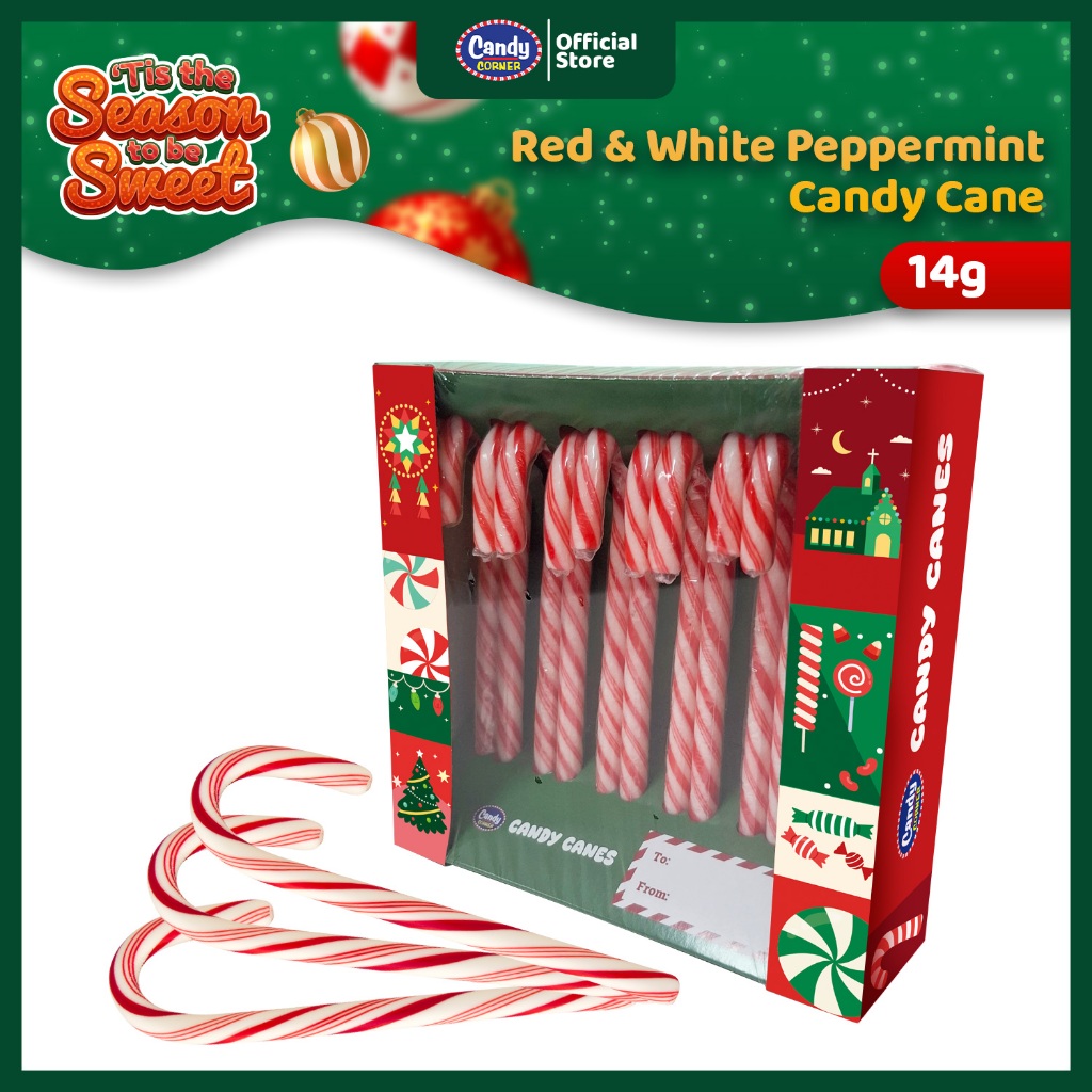 Candy Corner Red & White Peppermint Christmas Candy Canes 14g (12 pcs ...