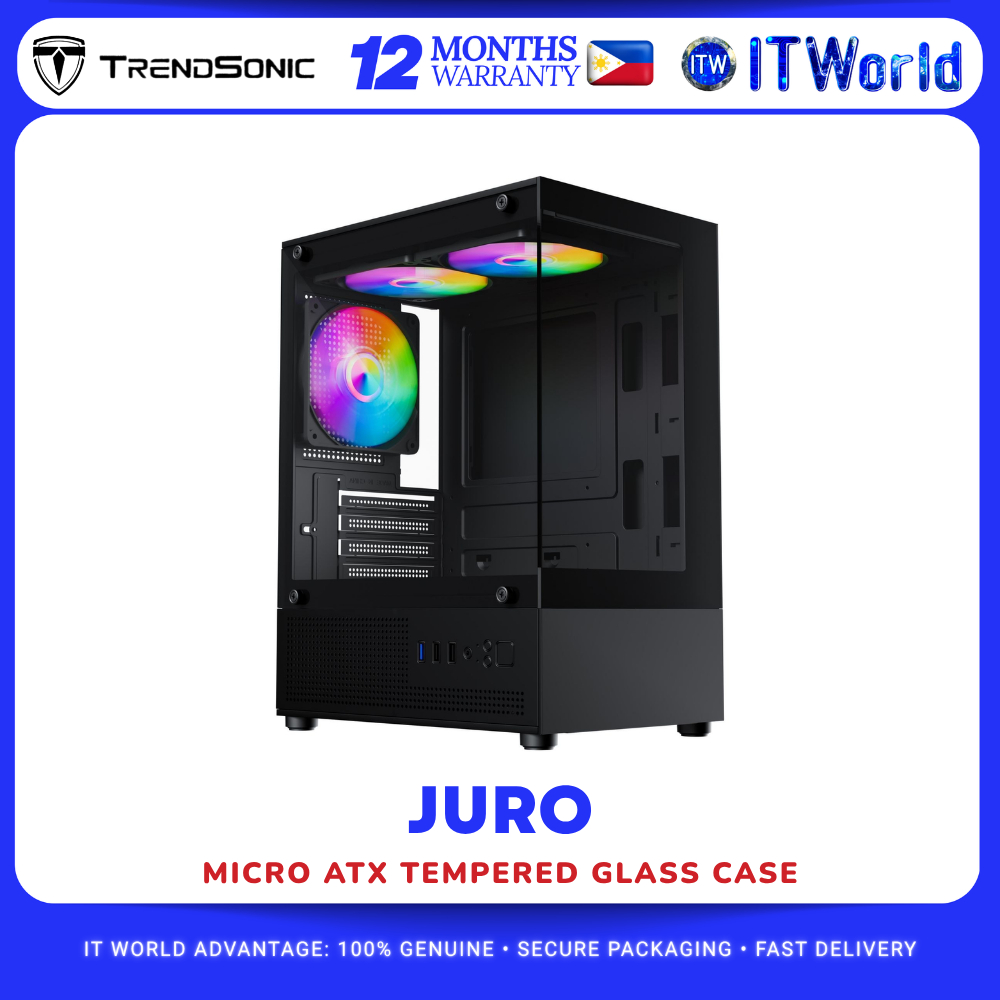 Trendsonic JURO 3x 12cm Rainbow Fan Micro ATX Tempered Glass Case itw ...