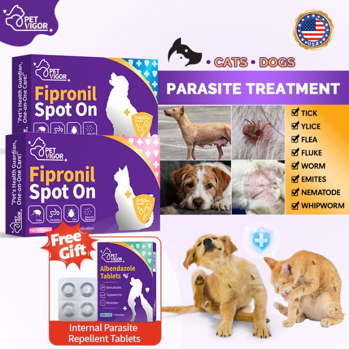 PET VIGOR Pets Anti Tick and Flea Fipronil Spot on Pet Care deworming ...