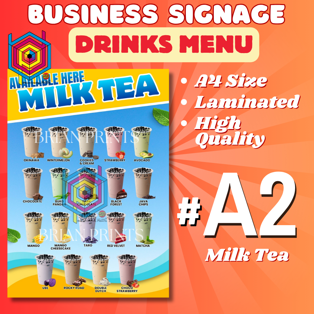 DRINKS - FRUIT SODA, MILK TEA, ICED COFFEE, MILK SHAKE DESIGN 2 - A4 ...