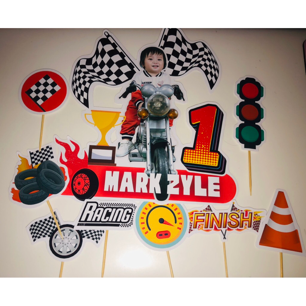 Customized Racing Theme Laminated Cake Topper Set | Shopee Philippines