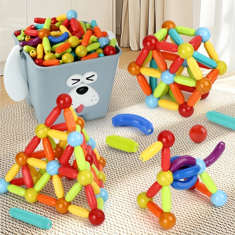 25/42/64/84pcs Building Blocks Stick Set Diy Magnetic Stick Balls And ...