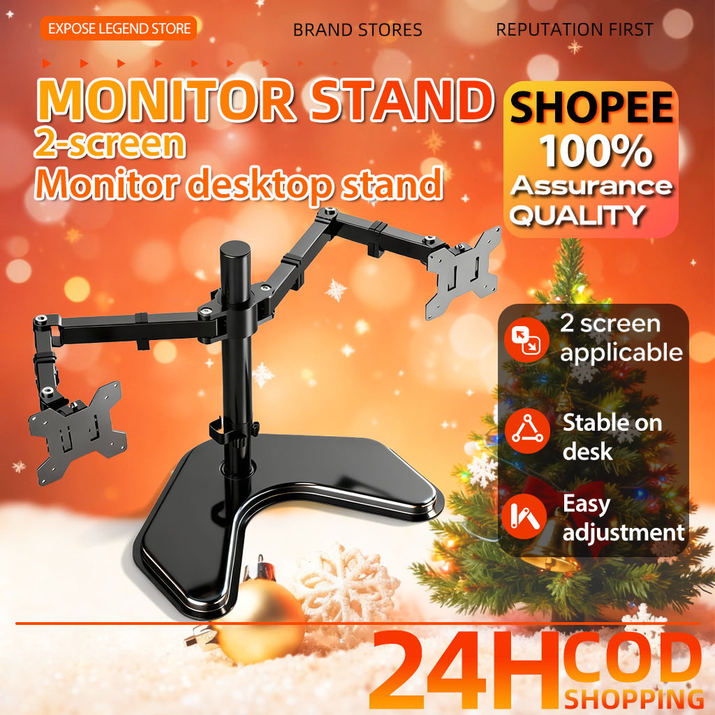 Monitor Stand With Laptop Tray Dual Arm Desk Mount Fully Adjustable ...