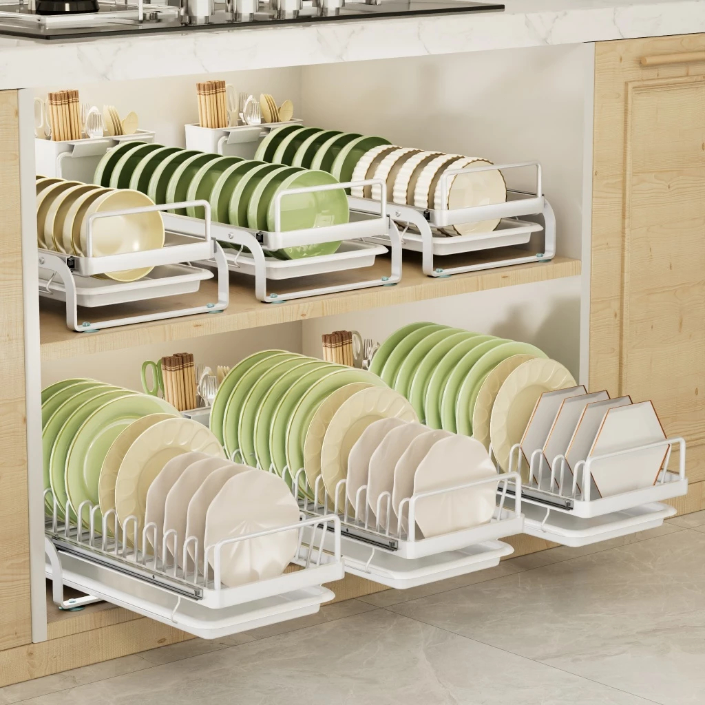 Kitchen Drawer-Style Dish Drainer Stainless Steel Single-Row Pull-Out ...