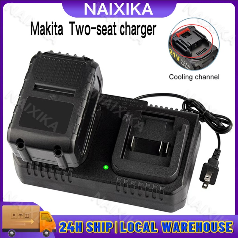 Chargeur 2.0A Pour Batterie 18V / 21V Li-ion – Compatible BL1415 BL1 – 2 Ports – Sans Marque