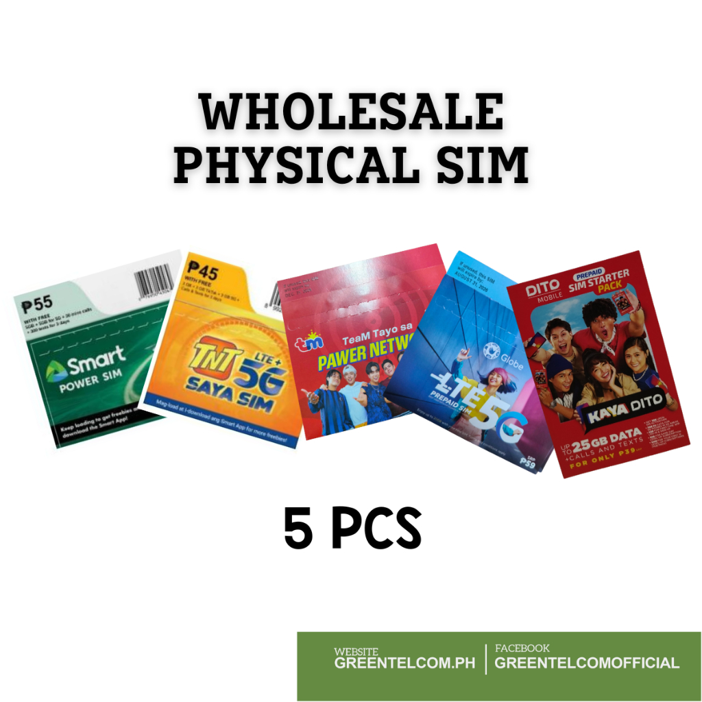 WHOLESALE 5PCS Physical SIM Card Bundle – High Quality, Ready to Use ...