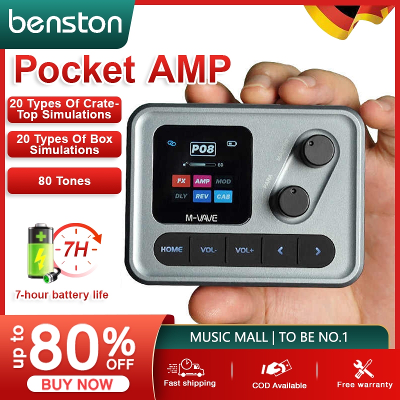 M-VAVE Pocket AMP Portable Guitar Effects Pedal 1.54" LCD Drum Machine ...