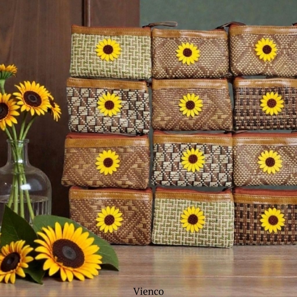 Banig Sunflower Coin Purse | Native Woven Pouch | Handmade Filipino ...