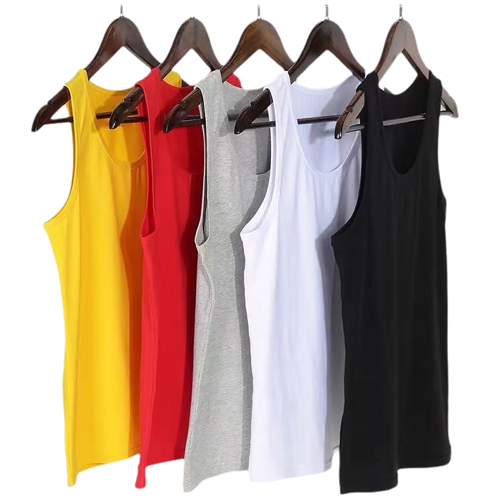 BUY 1 GET 5 Fashion Men's Solid Color Cotton Sleeveless Sando 5PCS ...