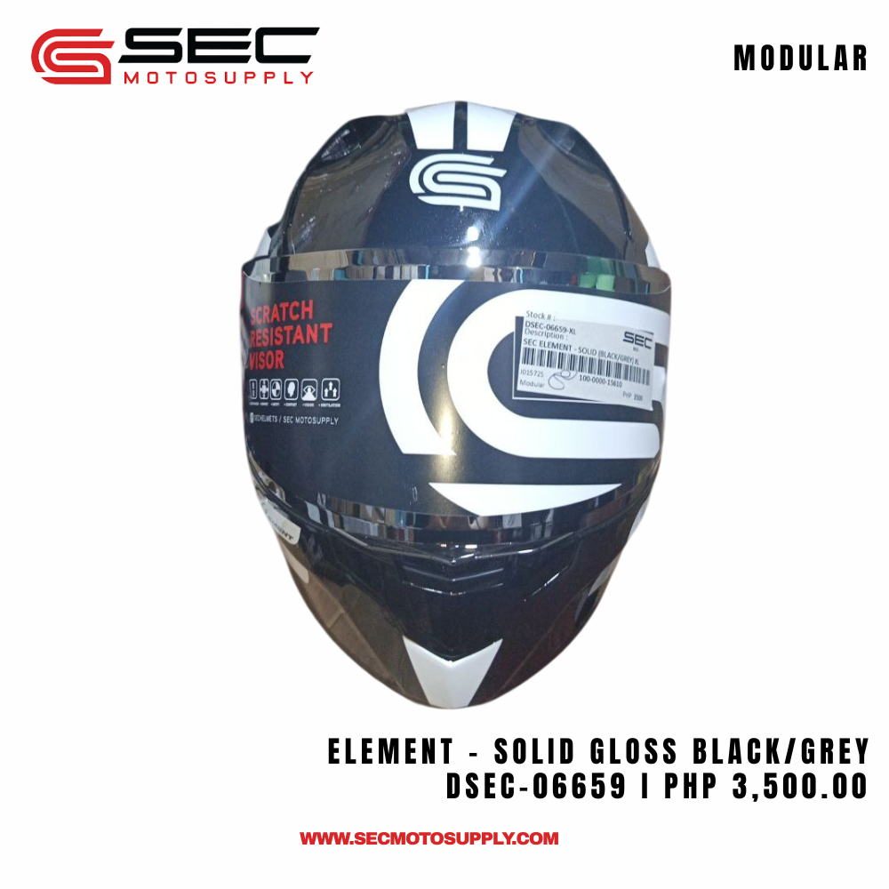 SEC Element Modular Motorcycle Helmet – Solid Gloss Finish (M–XL ...
