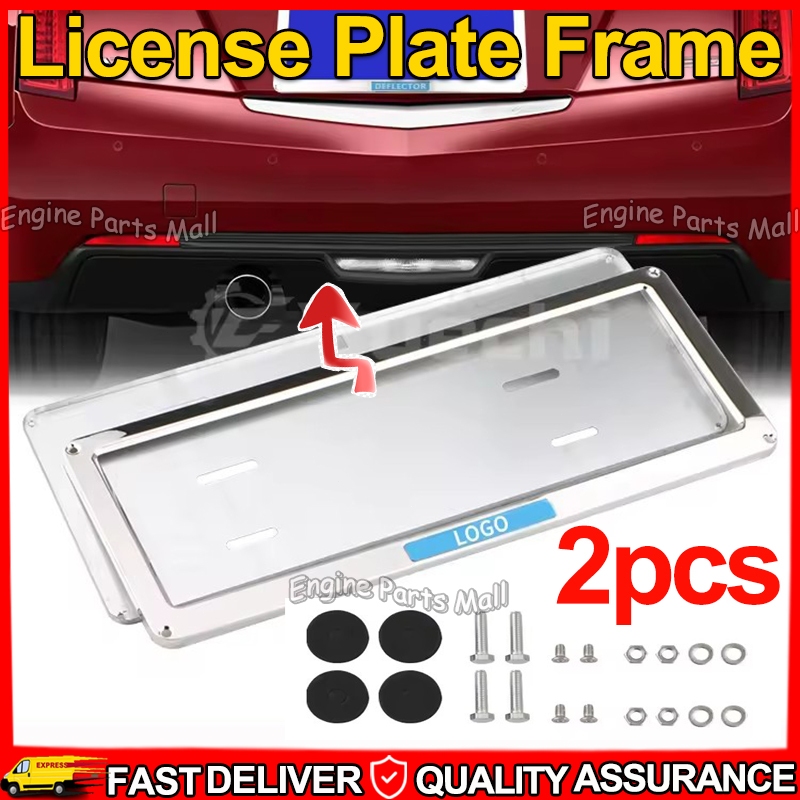2pcs License Plate Frame Metal Chrome License Plate Frames Car Plate ...