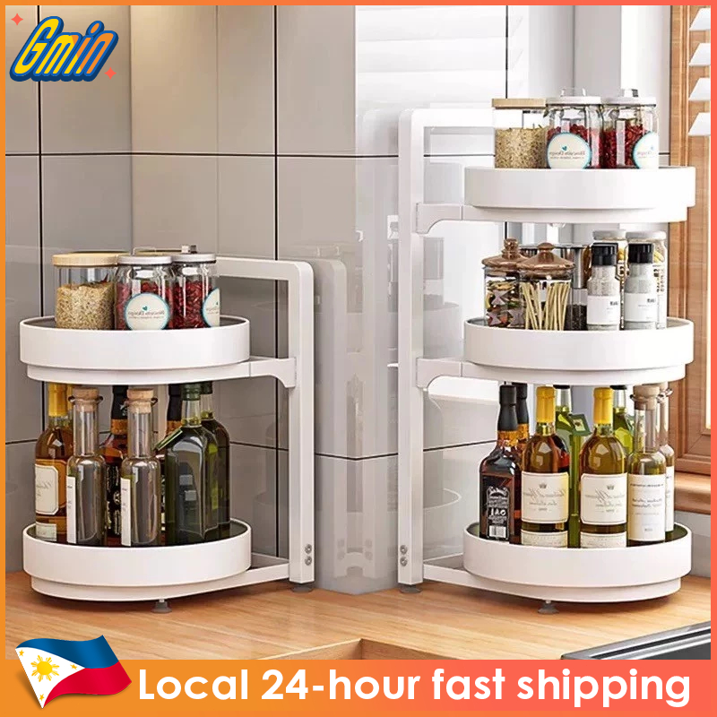 360 Rotating Spice Rack Removable Kitchen Storage Rack 2/3 Layer ...