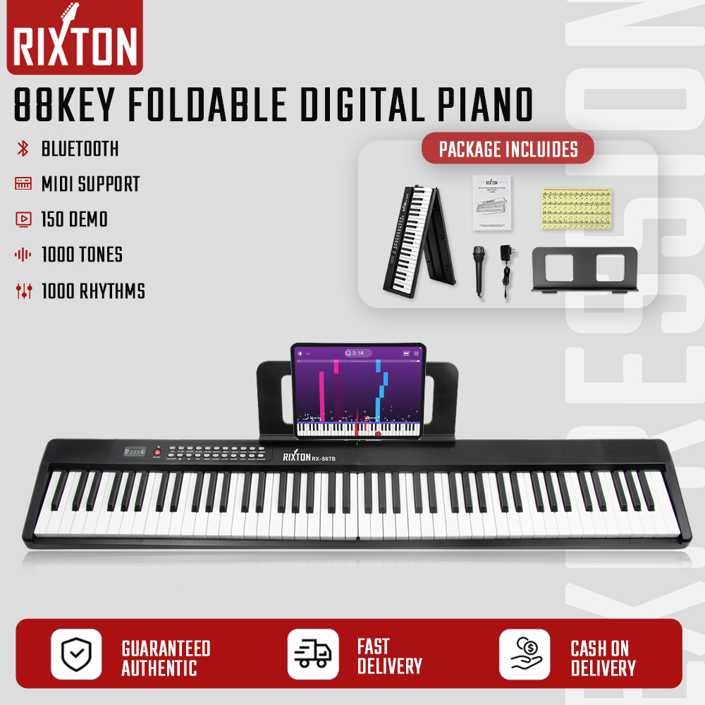RIXTON Foldable Electric 88 Keys Foldable Piano Digital Keyboard ...